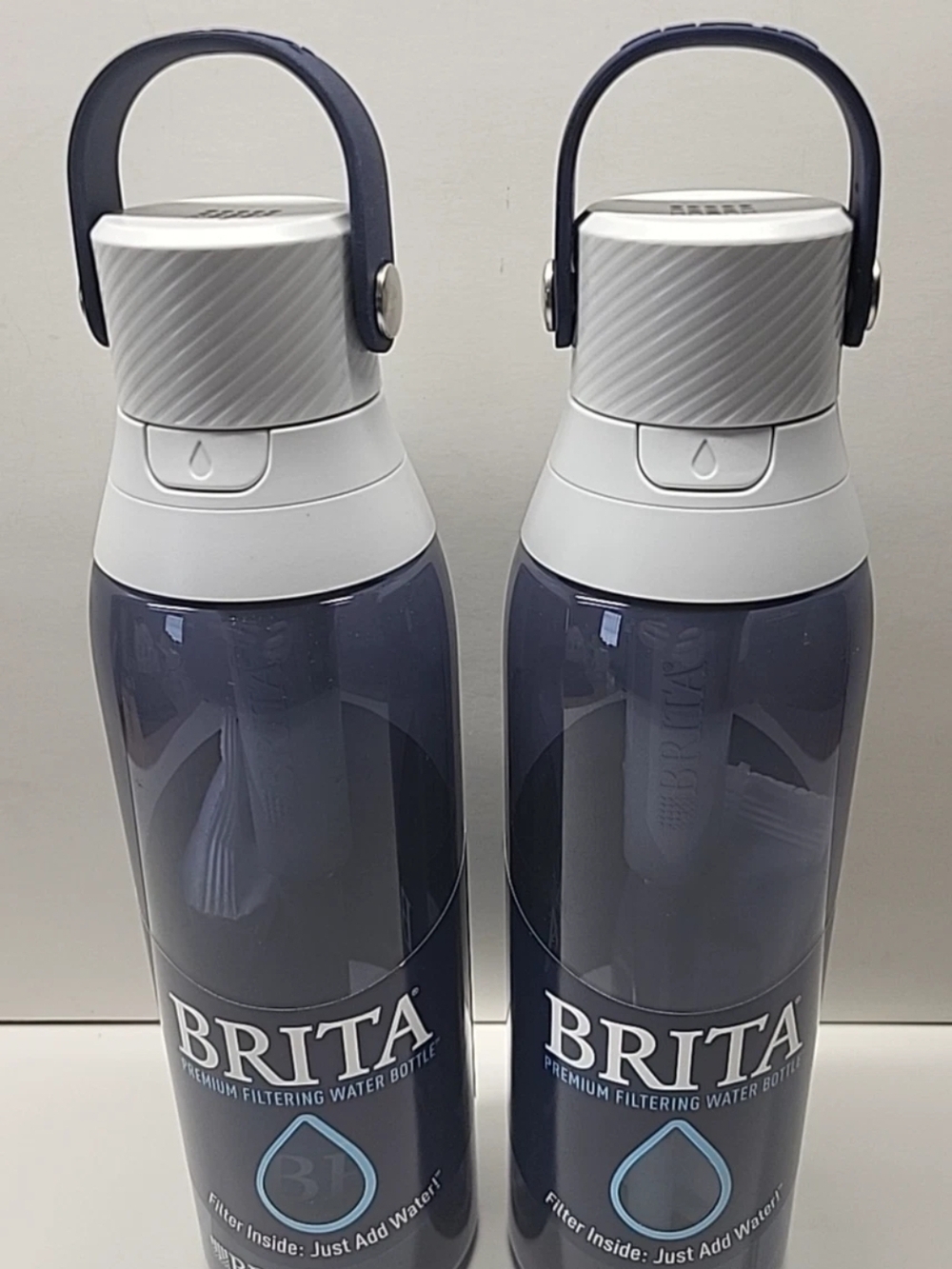 TWO PACK Brita Premium Filtering Water Bottle - Gray & White